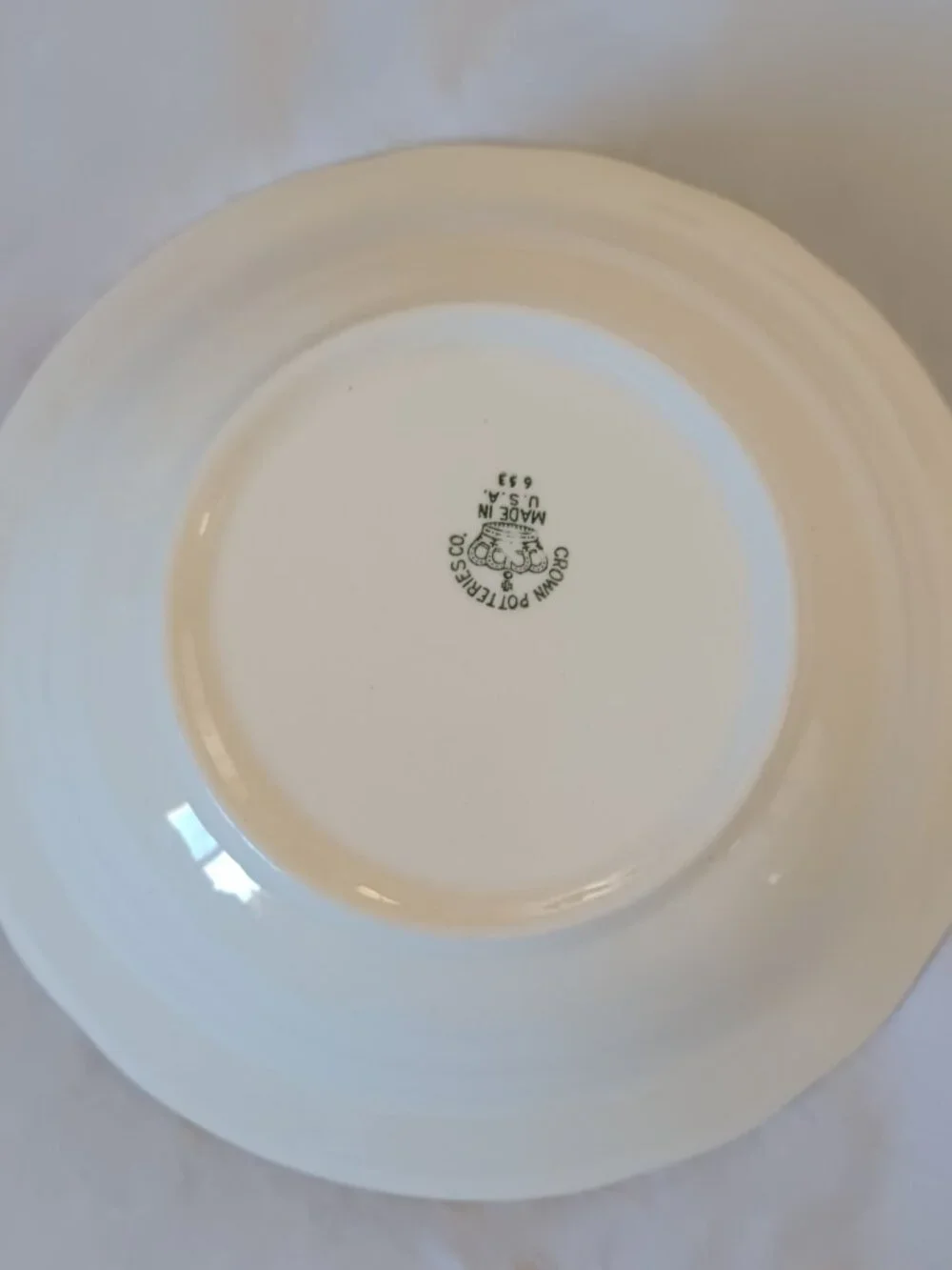Crown Potteries Co. Vintage Serving Bowl Dish Made In USA 653 Floral Bouquet